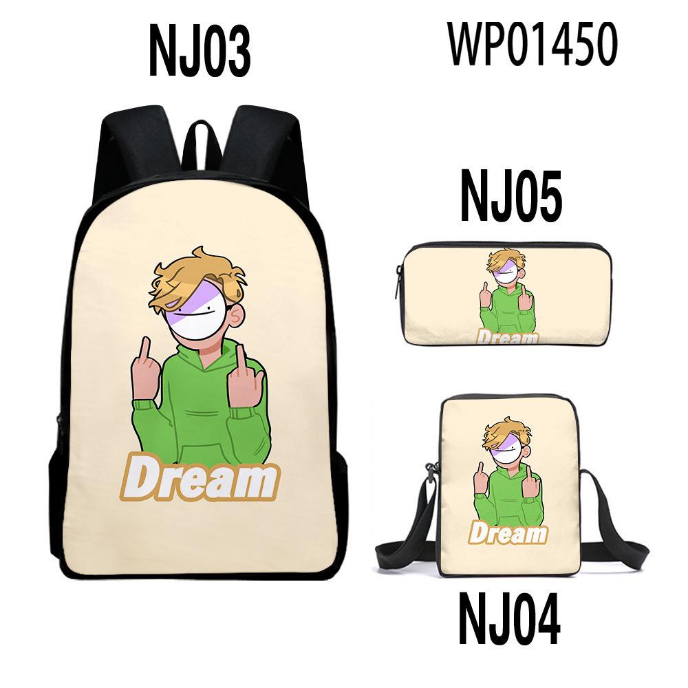 Hip Hop dream smp dreamwastaken 3D Print 3 stuks/Set leerling Schooltassen Laptop Dagrugzak Rugzak Schuin gedragen schoudertas Etui