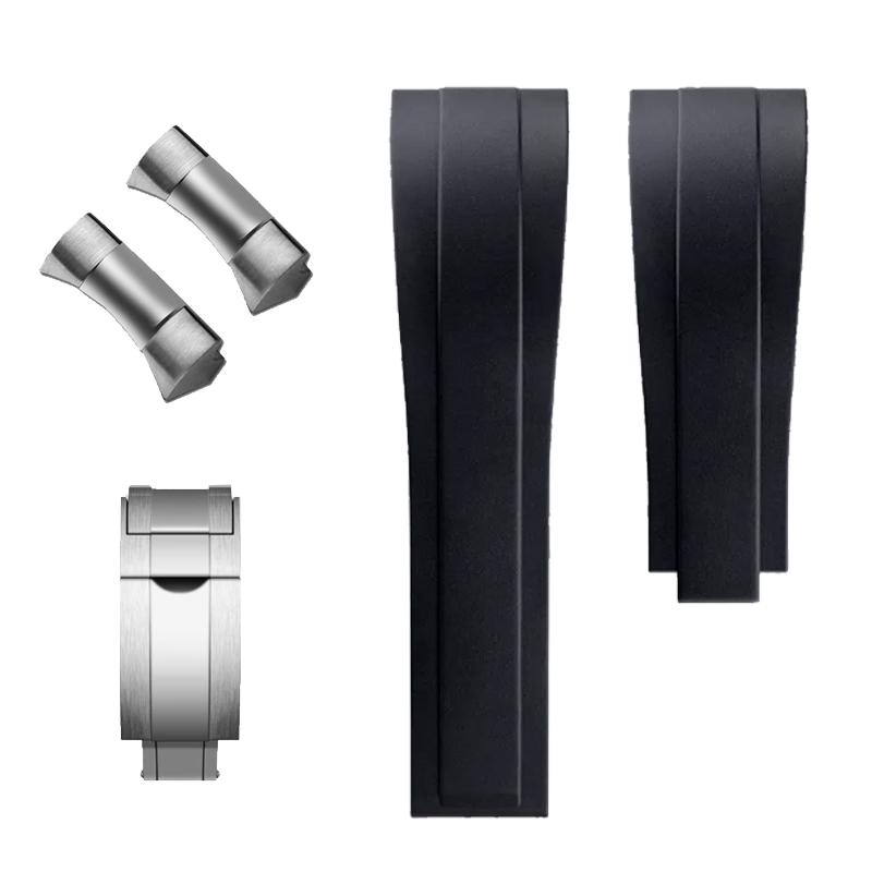 20mm 22mm Soft Rubber Strap for Tudor Black Bay Panda/Pro/Black Shield – Quick Release Diver Band with Stainless Steel Buckle