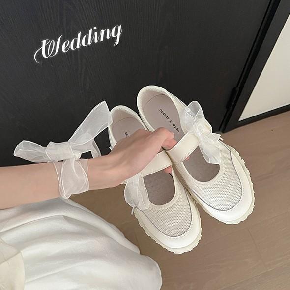 Sheepskin sports ballet Mary Jane women's shoes 2025 summer new thick-soled casual versatile flat-soled buckle women's shoes