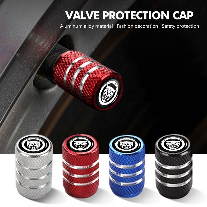 For Jaguar 4Pcs Car Tire Valve Stems Cap Tire Stem Air Valve Cap XF XJ XFR XKR S-Type F-Type X-Type F-Pace I-Pace SS1