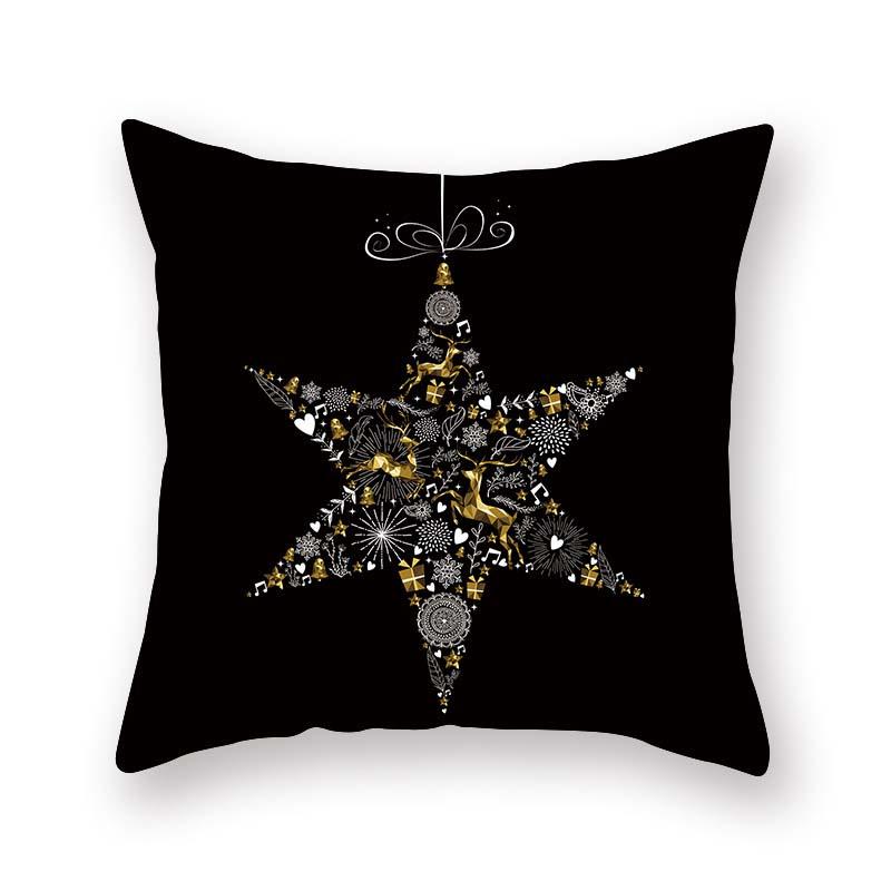 Christmas decoration cushion cover black gold elk print pillowcase sofa ornaments bedroom room home  holiday gift