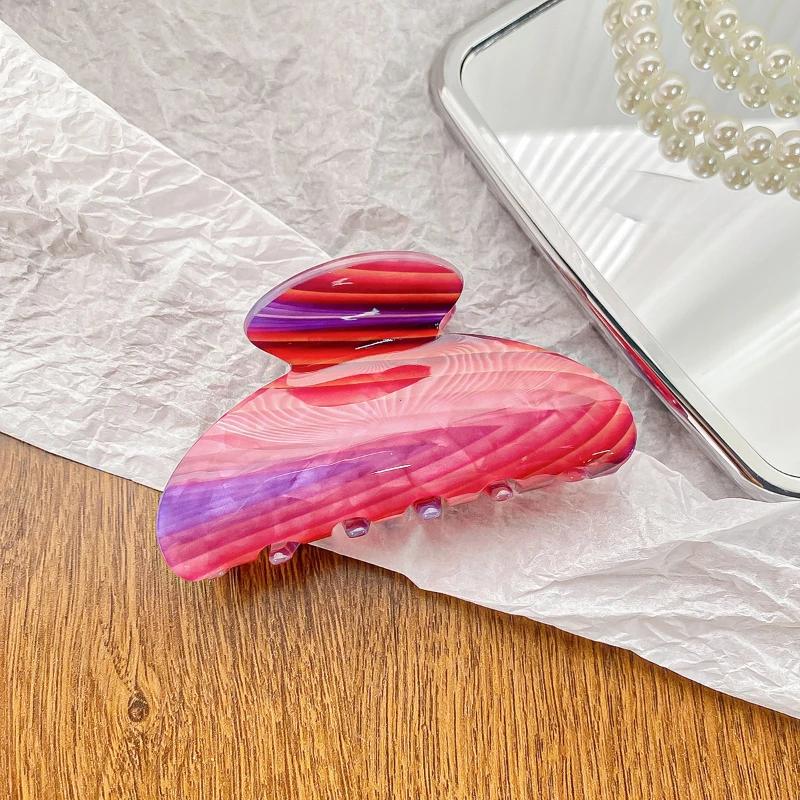 

Винтажная заколка для волос с цветочным принтом, женственный темперамент, элегантная, с принтом, заколка-краб, цветные заколки-акулы, аксессуары для волос