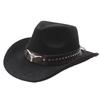 Bull Head Belt Rivet Jazz Hat Men's and Women's Spring and Autumn Outdoor Travel Sunshade Top Hat Big Edge Suede Western Cowboy Hat