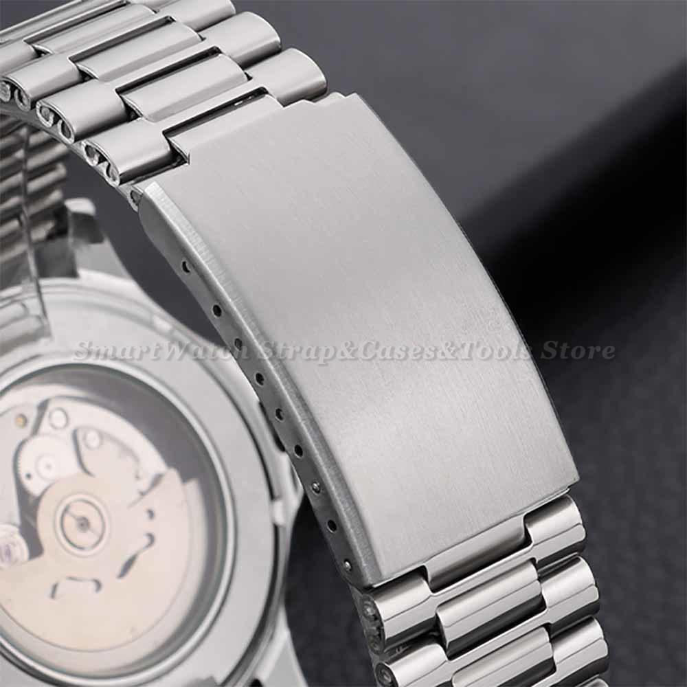 Silver Gold Black Stainless Steel Watch Strap Folding Safety Clasp Metal Watchband 18mm 20mm 22mm Universal Bracelets for Seiko