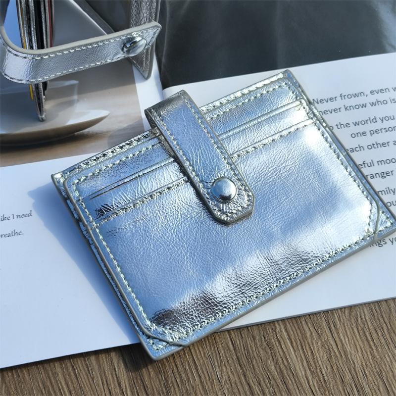 Genuine leather card bag, women s small and exquisite high-end new women s card bag, ID card bag. серебряный