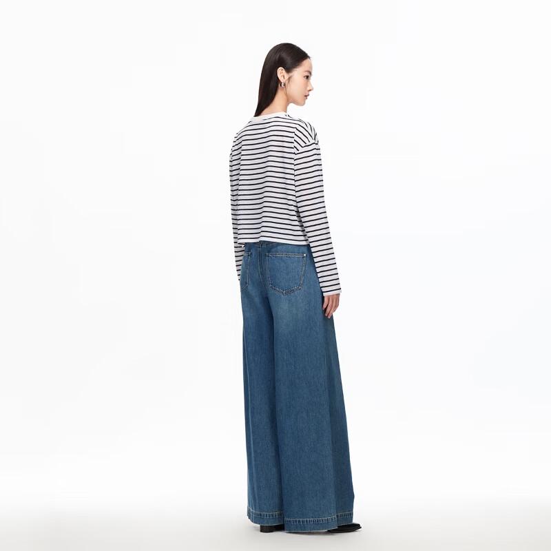 VEROMODA Women's High-Waist Distressed Wide-Leg Jeans