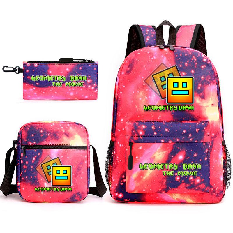 Geometry sprint game backpack geometry dash heat transfer backpack elementary school bag leisure bag