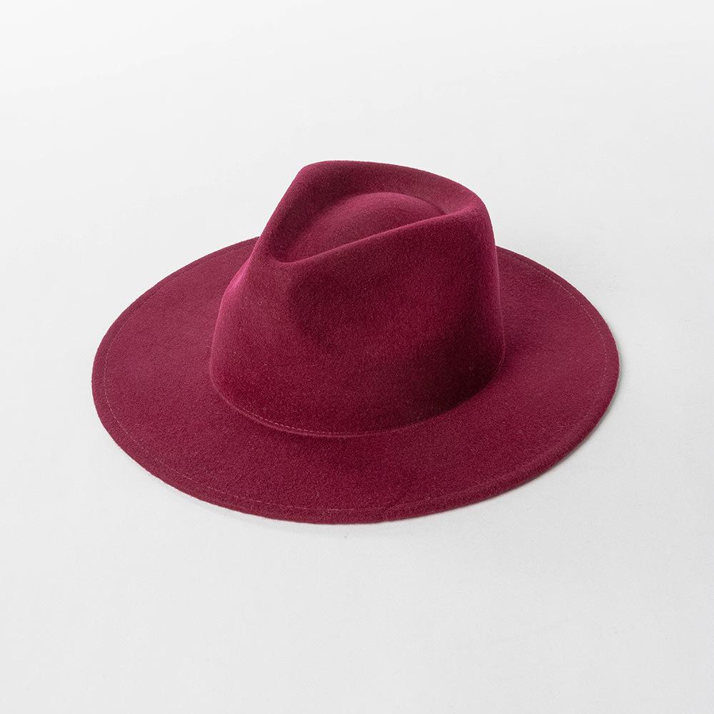 Autumn and winter new fashion casual bare body wide brim wool jazz hat outdoor shopping warm concave top hat tide