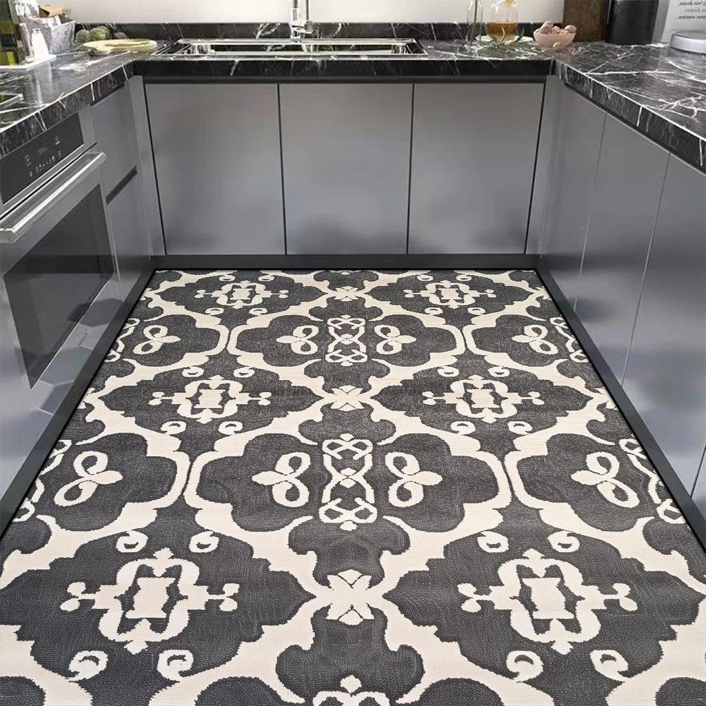 Durable Modern Simple Kitchen Carpet - Thick  Slip and Water Absorption Kitchen Mat Large Area Rug for Dining Room Home Alfombra
