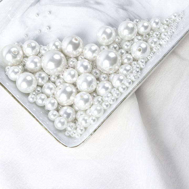 3-20Mm Straight Hole Imitation Pearl Abs Round Pearl Diy Handmade Necklace Hair Accessories Bracelet Beaded Jewelry Accessories
