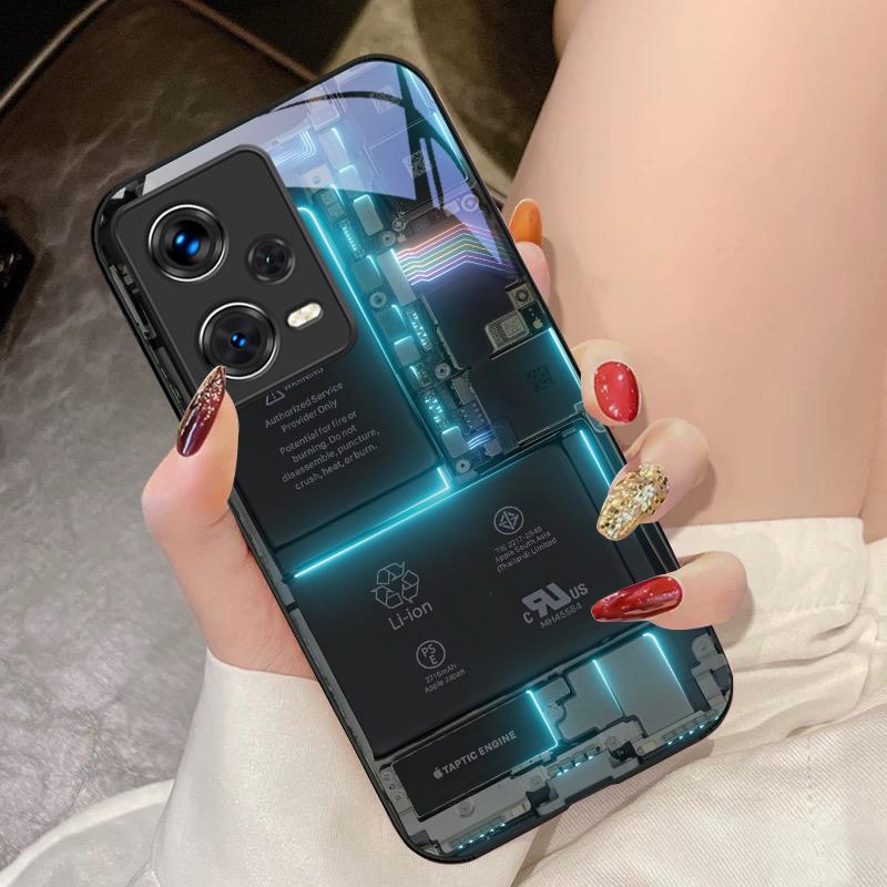 Farbkreis-Struktur Für Xiaomi 14 Ultra 13 Lite Redmi Note 13 11 Pro 12 Plus Poco X6 3 Pro F4 6 GT Gehärtetes Glas Handyhülle