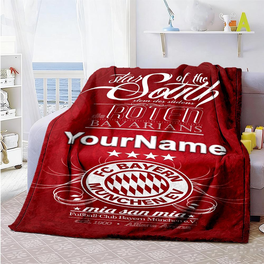 Bayern Munich Personalized Text Blanket Lightweight Customizable Blanket Warmthful Decor Perfect for Seaside Home Decor Chair Bedding for All Occasion