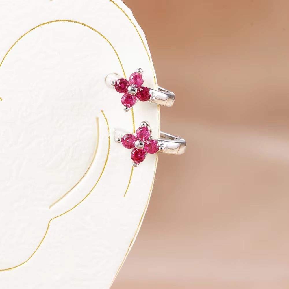 Fashion 6/8/10mm Stainless Steel Zircon Flower Hoop Earring Small Gold Color Circle Hoops Huggie Piercing Earring Trendy Jewelry