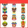 Set di Maschere per Festa Hawaiana con Maschere Totem di Carta per Cosplay ed Eventi a Tema