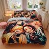 Set Biancheria da Letto Anime Demon Slayer Kimetsu no Yaiba 3 Pezzi-Completo Universale Tre Pezzi per Camera da Letto, Camera degli Ospiti, Soggiorno, Hotel-Regalo Perfetto per