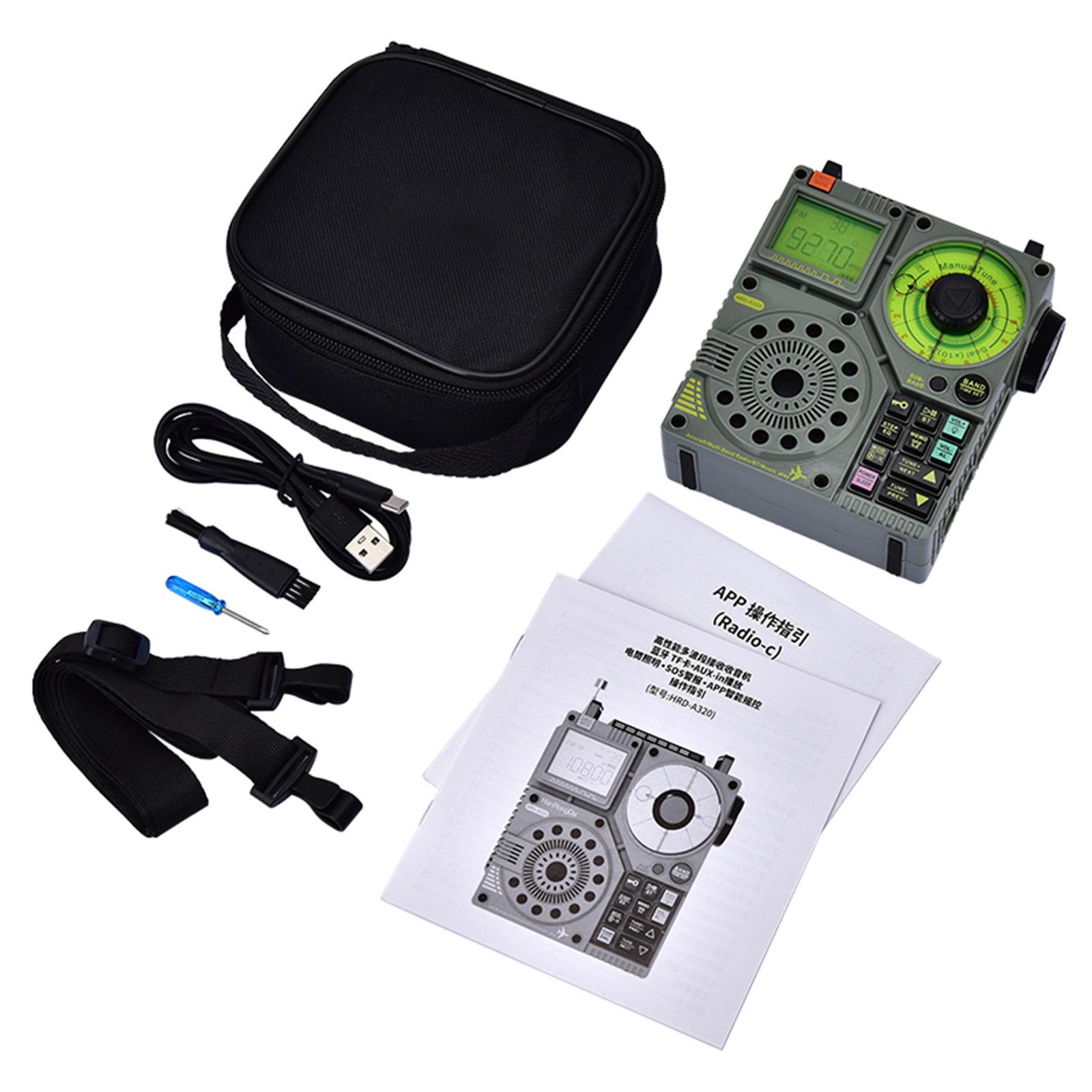 

FM УКВ Радио Портативная Bluetooth-совместимая Колонка Авиационный AIR Морской Диапазон Радио Запись Перезаряжаемый Аварийный зелёный