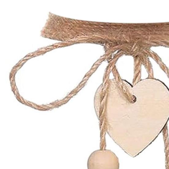 Vase Love Heart Decoration Rope Handmade Wood Bead Jute Rope with Love Heart Sign Crafts Gift Wrapping Packing Decorative Rope