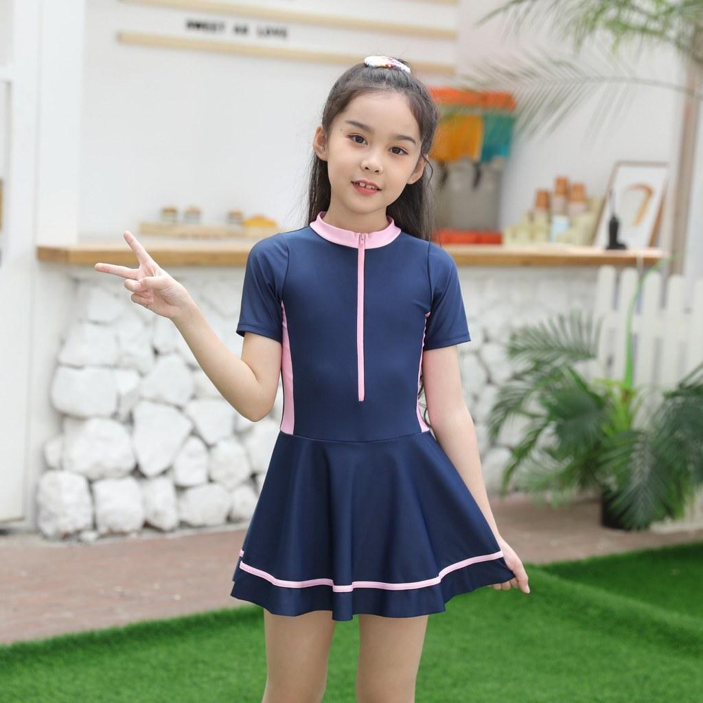 Costume da bagno intero per bambina stile vestito Poliestere Carino Principessa Costumi da bagno per bambini dai 2 ai 12 anni