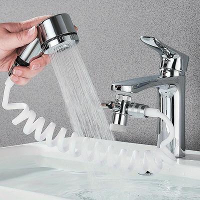 Adjustable Bathroom Sink Faucet Sprayer Set with Handheld Shower - Multi-Functional for Washing & Rinsing, Includes Bracket & Distributor