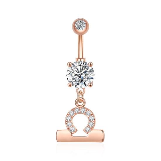 Anillo de ombligo antialérgico, superficie lisa, gran adherencia, exquisito, hueco, decorativo, doce constelaciones, piercing