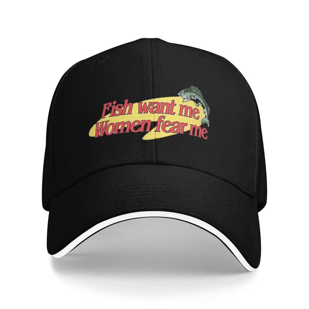 Unisex Baseball Hats Fish Want Me Women Fear Me Outdoor Streetwear Summer Sports Baseball Caps Hip Hop Cap Casquette Hats