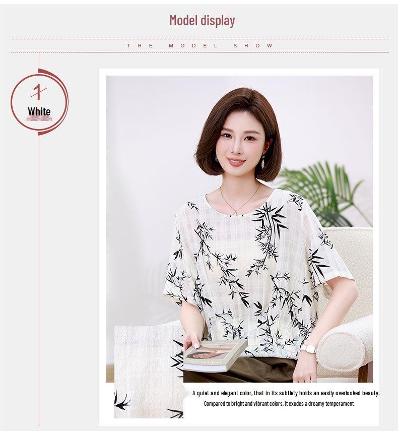 Blusa de Chifón de Verano para Mujer 2025: Estampado Retro Estilo Chino, Manga Media, Corte Holgado, Rejuvenecedor, Top Cómodo