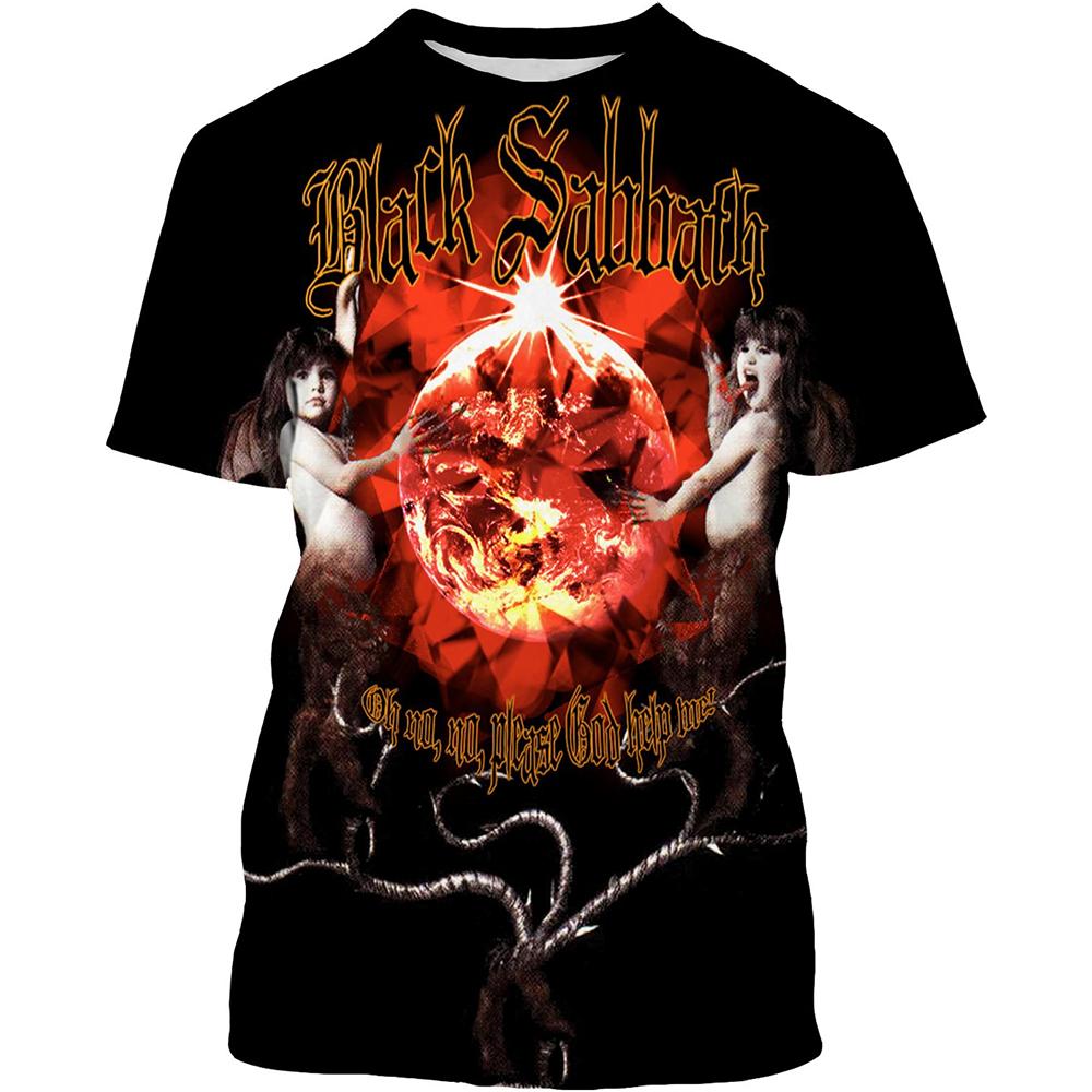ETST0012 Zomer Nieuw Modieus Black Sabbath Heren 3D Geprint T-shirt Hip Hop Casual Cool Korte Mouw 2XL