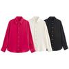 Fashion Style 2024 Fall and Winter New Women's Clothing Easiest for Match Gold Breasted Long Sleeve Lapel Drape Shirt 7969242