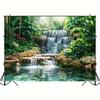 Waterfall Garden Background Polyester Banner, General Purpose and Trailing Party Wall Decoration - Forest and River Scene