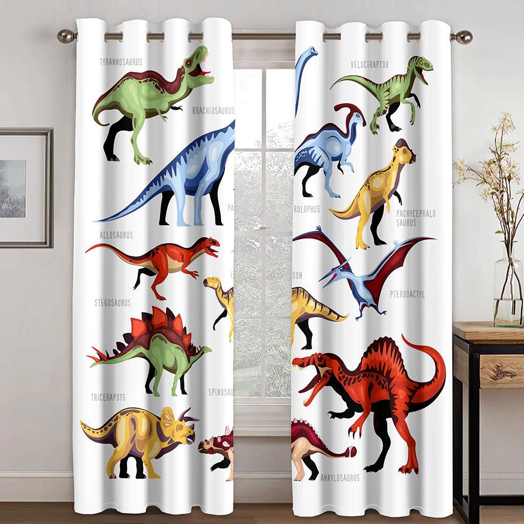 

Мультяшные Смешные Милые Милый Мальчик Динозавр Оконные Шторы Жалюзи Для Гостиной Детской Спальни Ванной Комнаты Кухни Дверь 2 Шт. Домашний Декор W50 X H130(CM)X2&Grommet Top