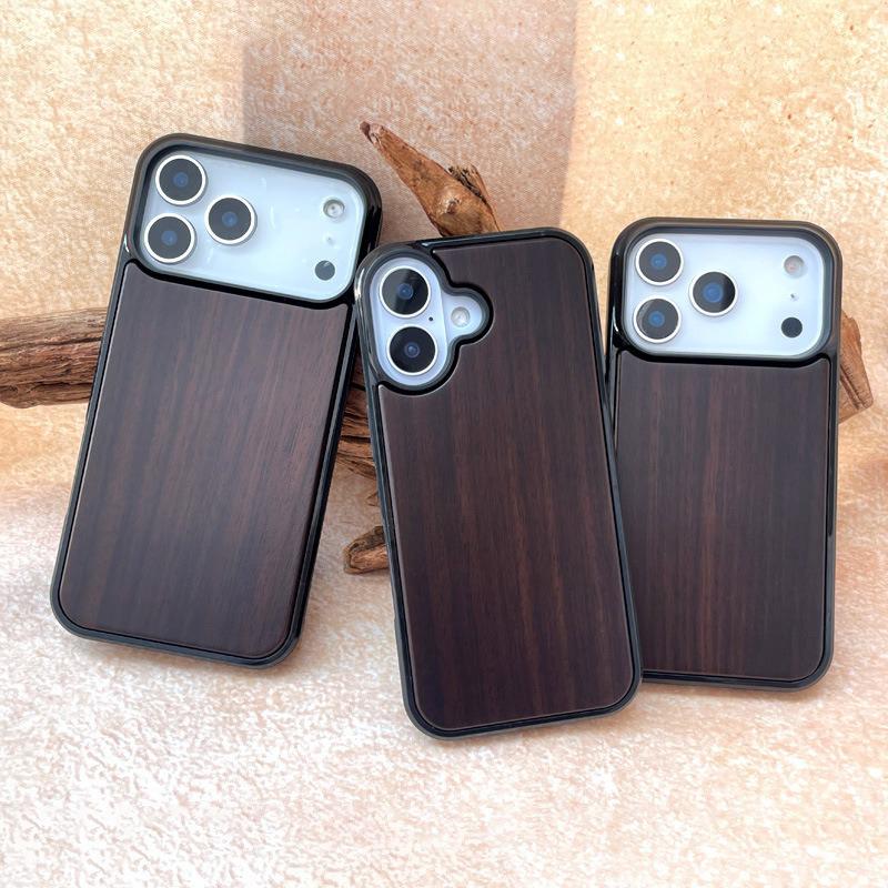 Ebony Drop-Proof Wooden Phone Case for iPhone 17 Pro - Thin, Lightweight, and Durable