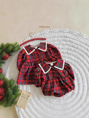 Roter Karos Holiday Prinzessin Strampler für Baby Mädchen - Kleid im koreanischen Stil