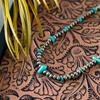 Western Wind Brushed Tin Imitation Turquoise Necklace Ccb Navajo Men And Women Pendant Neck Chain Jewelry