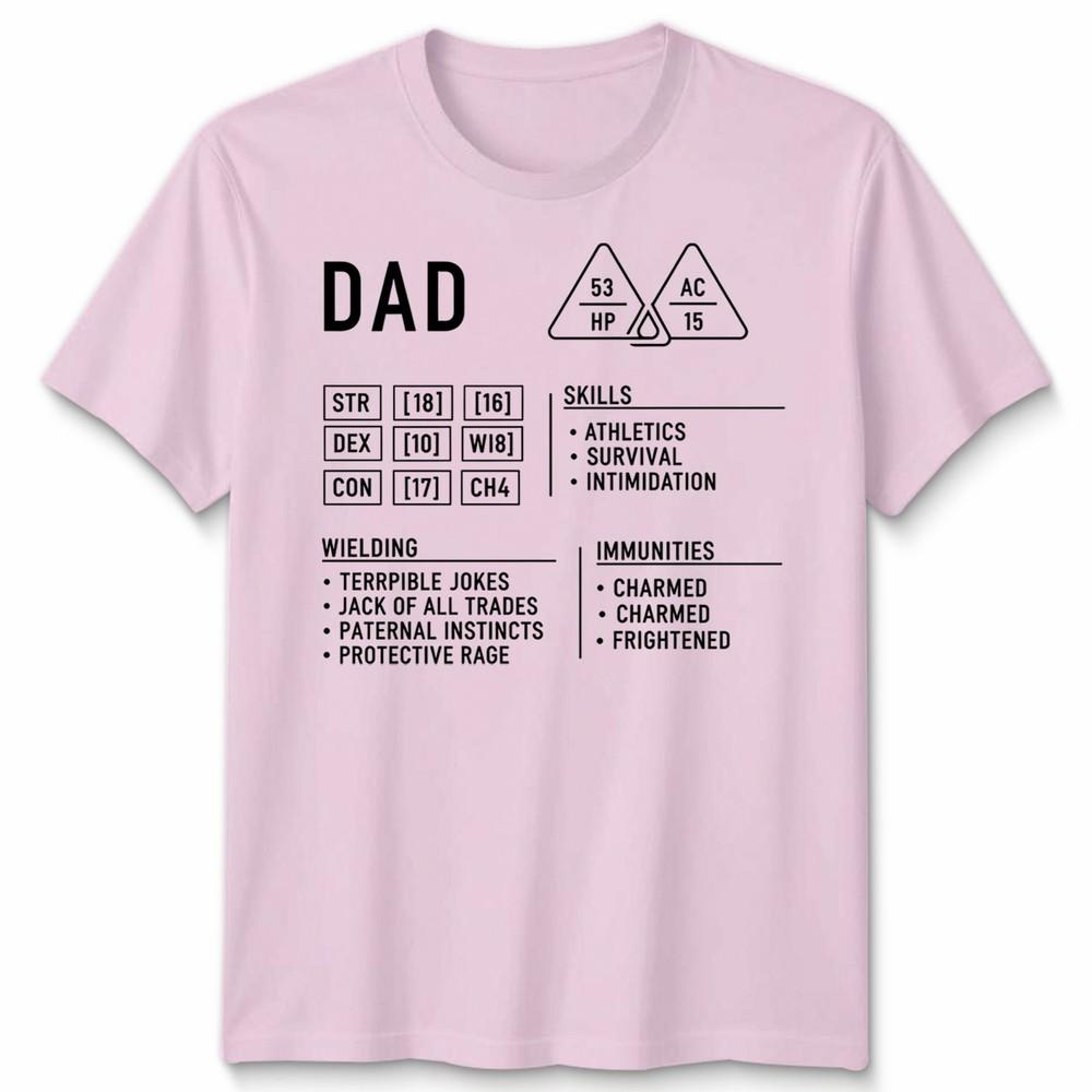 Dad Dungeons Unisexs T Shirt Dragons Character Sheet Fathers Day Gift Dnd Rpg