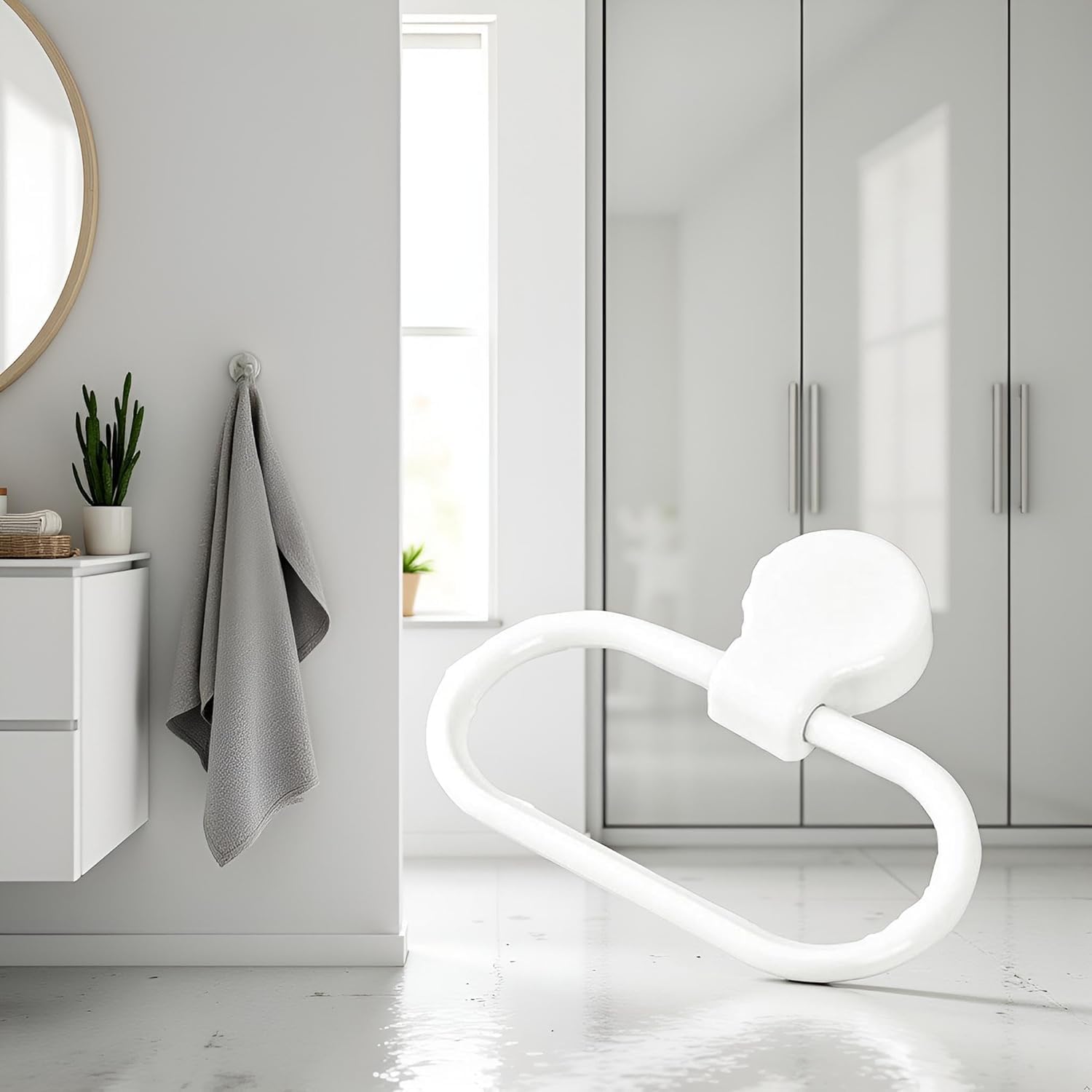 White Towel Ring Towel Rack Hand Holder for Bathroom Self Adhesive Non Punching Adhesive Towel Ring Kitchen Cloth Hanger Bath Towel Bars