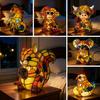 Rainbow Stained Glass Animal Night Light, USB Powered Retro Highland Cow/Koala/Squirrel Resin Lamp for Bedroom, Desk, Home Decor