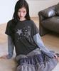 THE GREEN LAB Star Patch St Layered T-Shirt [Charcoal Gray]