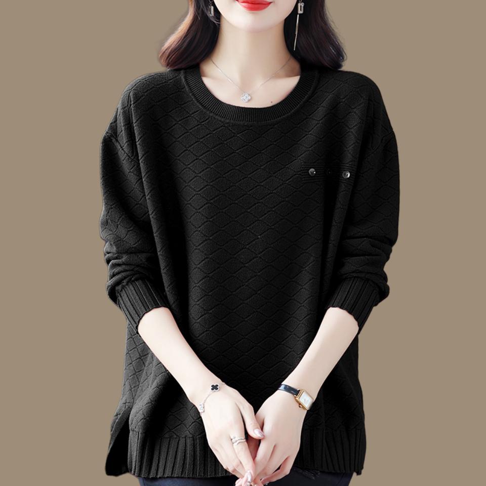 Plus Size Women's Autumn Winter Basic Knitted Bottoming Warm Sweaters Pullovers Long Sleeve Pullover Jumper Tops