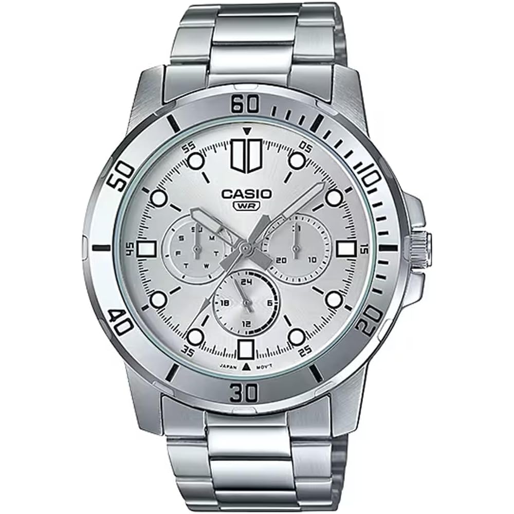 Casio Standard Quartz Men s Watch MTP-VD300D-7E Silver Metal Band 24-Hour Display International Model