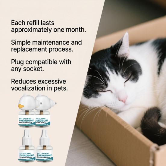 Cat Calming Pheromone Diffuser, 200ml Cat Calming Pheromone Refill, Plug-in Pheromone Diffuser for Cats Kittens Anxiety Stress Fear Behavior Relief