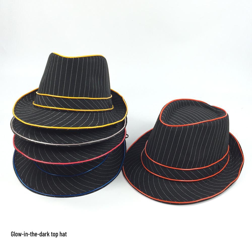 LED Glowing British Gentleman Top Hat - Stylish Trend for Prom Parties and Jazz Events