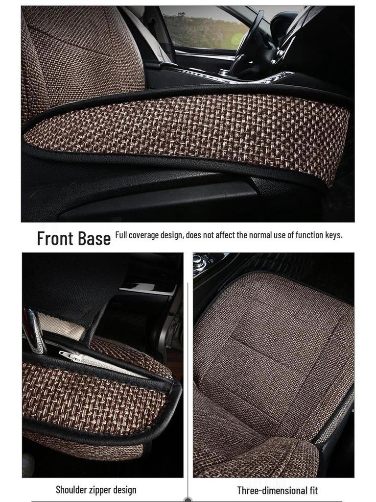 Universal Full Coverage Leather Car Seat Cushion and Linen Cover