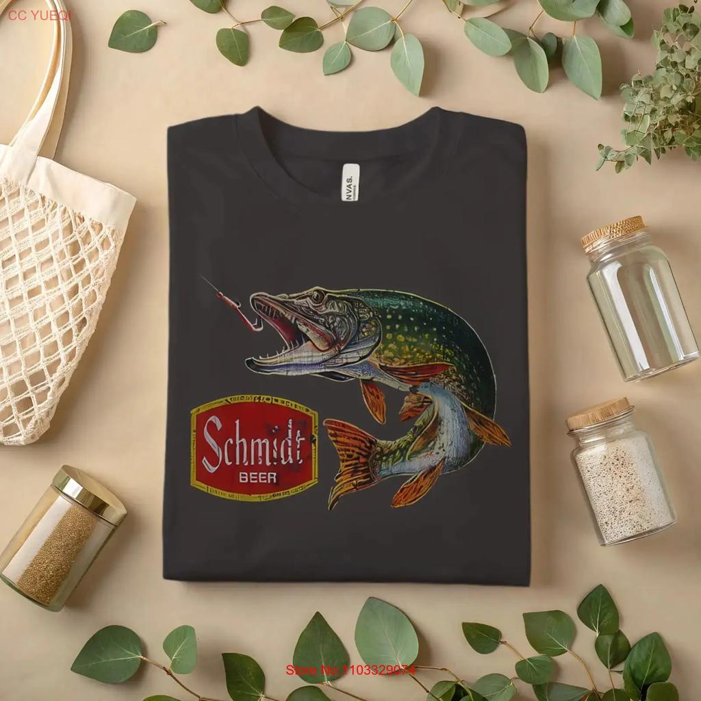 Schmidt Beer Fishing T Shirt Vintage Pike Fish for Lovers A337 vintage Washed Comfortable Slightly streetwear Breathable homme