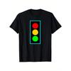 100% Cotton Traffic Light Pattern T-shirt In Blue Edges Stop Be Careful Go Design Casual Black T-shirt Suitable