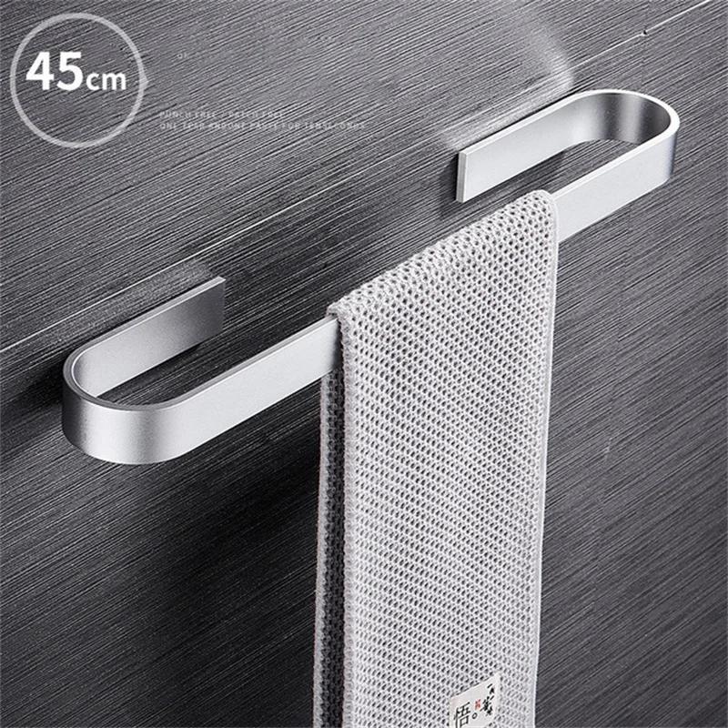 

Вешалка для полотенец без перфорации, настенная вешалка для банных полотенец в европейском стиле, утолщенная вешалка для полотенец, аксессуары для ванной комнаты 45cm серебряный