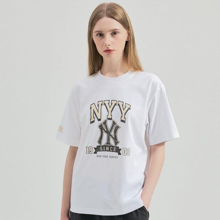 MLB Drop Shoulder Sleeve T Shirt Unisex White 3ATSN0343-50WHS