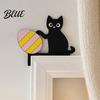 Cute Cat Door Corner Decor Wooden Cartoon Frame Pendant Black Unique Decoration Decoration Decorative Wall Sticker for Photo Frames And Cabinets