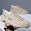 New men's leather breathable casual leather shoes soft sole non-slip one-pedal white shoes