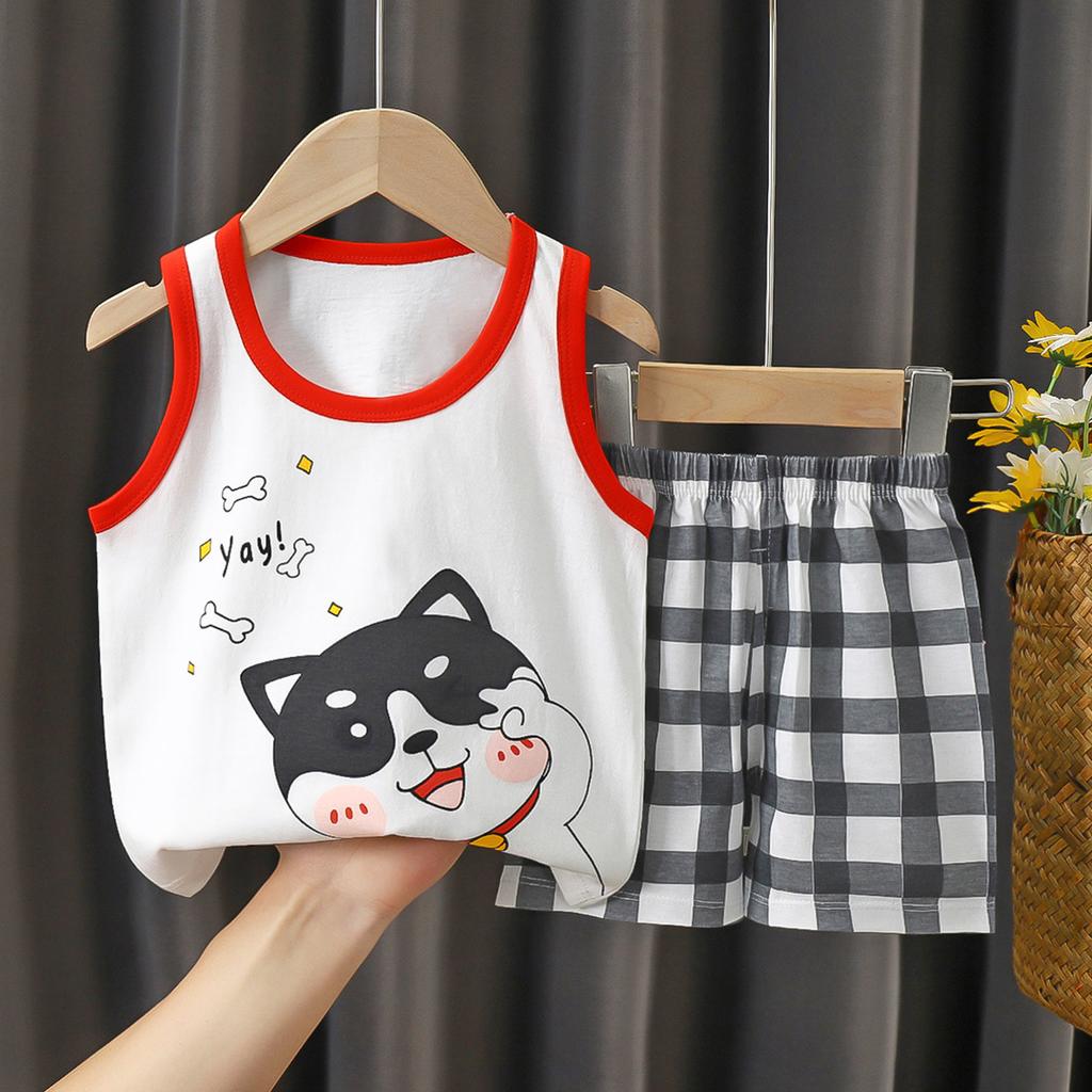 Children's Vest Set Boys' Shorts Summer Cotton New Baby Clothes Girls' Summer Clothes Summer Clothes Children's Clothes