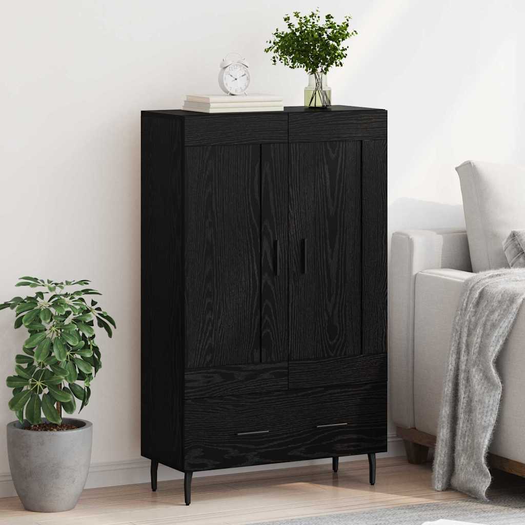 Highboard In Black Oak Look 69.5 X 31 X 115 Cm Particleboard